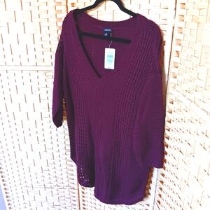 NWT Torrid Wool Blend Maroon Knit V-Neck Sweater
